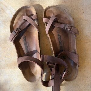 Birkenstock Yara 100% Leather Brown Sz 39 Excellent